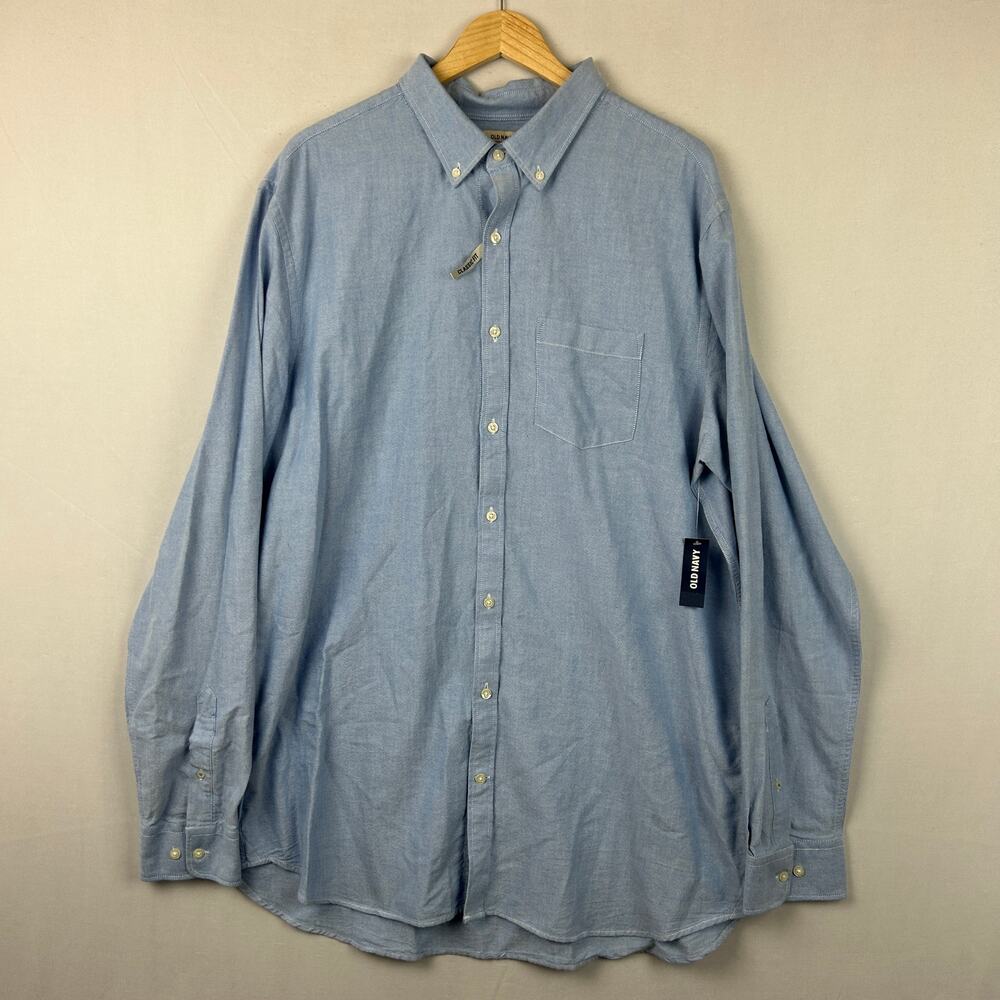 Old Navy Classic Fit Blue Chambray Dress Shirt Button Up Mens Size XXLT XXL Tall